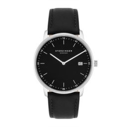 Sterzinger - Montre à quartz Zeitmesser en Argent Cuir véritable Noir 1 unité