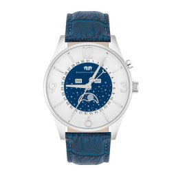 Rhodenwald&Söhne - Montre à quartz Moontime en Argent Cuir véritable Bleu 1 unité