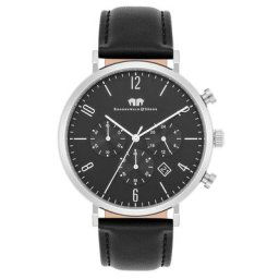 Rhodenwald&Söhne - Chronographe Arakon en Argent Cuir véritable Noir Montre 1 unité