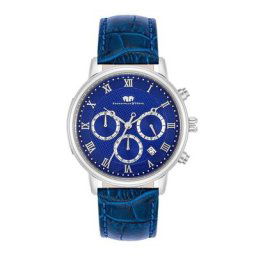 Rhodenwald&Söhne - Chronographe Moonlight en Argent Cuir véritable Bleu Montre 1 unité