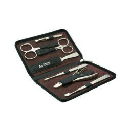 ERBE - Étui en cuir de buffle&Russie 7pièces Kit soins pour les ongles 1 unité