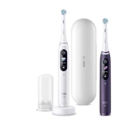 oral b - ORAL B iO BAD ELECT. 8 - Lot de 2 Blanc&Violet BROSSES A DENTS ELECTRIQUES RECHARGEABLES 1 unité