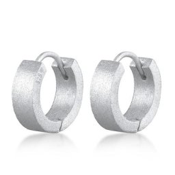KUZZOI - KUZZOI Boucles d'Oreilles Créoles brossés masculins en 925/1000 argent massif d'oreilles 1 unité