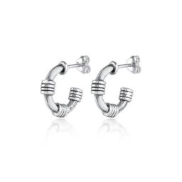 KUZZOI - KUZZOI Boucles d'Oreilles Prise pour homme Creolen Vintage en argent sterling 925 d'oreilles 1 unité