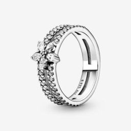 Bague Double Flocon de Neige Scintillant