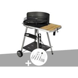 Barbecue charbon Port Grimaud Somagic Malette 8 accessoires inox - Noir