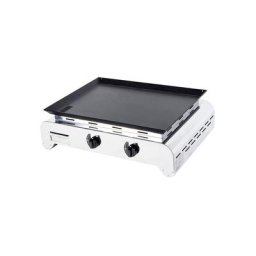 Plancha à gaz Lise 2 feux - Surface cuisson 65 x 50 cm - 2 brûleurs Inox - Plaque acier revêtement