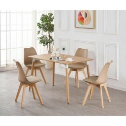 Ensemble de salle à manger scandinave rétro et moderne de 5 pièces - une table de salle à manger