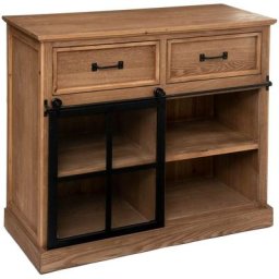 Buffet Danik 1 portes 2 tiroirs en verre Atmosphera créateur d'intérieur - Caramel