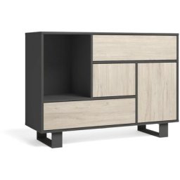 Buffet de salle à manger, Buffet wind 1 Porte, 3 tiroirs, Structure de couleur Gris Anthracite et