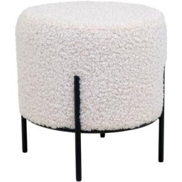 Alford Pouf, tabouret, Imitation peau de mouton, blanc. - Blanc