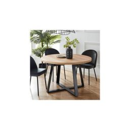 Table à manger ronde 120x76 cm naturel et noir