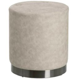 Pouf rond en similicuir Diam38cm - Foam | Gris - Gris
