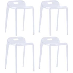 Tabourets empilables 4 pcs Blanc Plastique Vidaxl Blanc