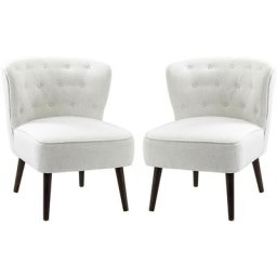 Fauteuil Crapaud, Chaise de Salon Rembourrée, Lot de 2, Blanc