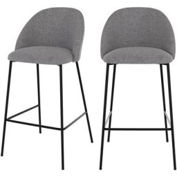 Chaise de bar en tissu chiné 66 cm (lot de 2) - Karl - Gris