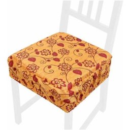 Coussin pour Chaise En Coton Amovible Lavable Bande Élastique Housse De Chaise Fleurì - Orange