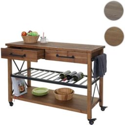 Chariot de service HWC-C86, chariot de cuisine, de bar à roulettes 85x114x47cm - shabby marron