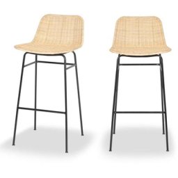 Lot de 2 chaises de bar en rotin tressé 67cm - Somba - Couleur - Naturel Drawer