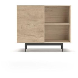 Buffet de rangement bas en mélamine, collection printed, avec 1 porte, couleur chêne clair