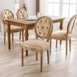 Chaises de salle à manger Set de 4 chaises de cuisine avec boutons touffetés Louis chaise