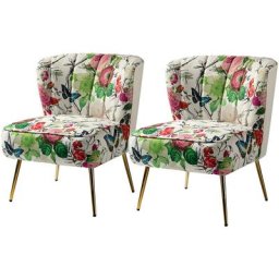Lot de 2 Chaises de Salle à Manger/Cuisine en Tissu Siège Rembourré avec Pieds en Métal, Ivoire