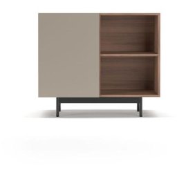 Buffet de rangement bas en mélamine, collection printed, avec 1 porte, couleur noyer et taupe