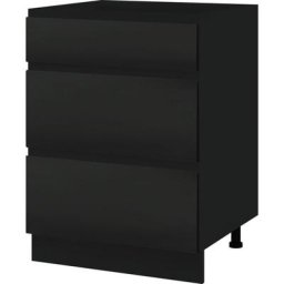 Casserolier îlot de cuisine Lovia Noir Mat L 60 cm Type de façade: Porte avec poignée intégrée
