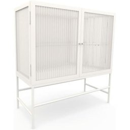 Moderne Buffet Cuisine Rangement, Buffet Crédences Salon Blanc, Verre Bahut de Salle à Manger,