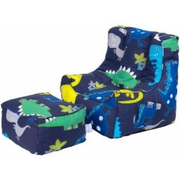 Intérieur Imprimé Fauteuil Pour les enfants avec pouf, Confortable Bean Bag & Pouf Avoir Poches