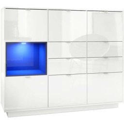Buffet haut Metro V2 Cabinet Commode Blanc haute brillance insert coloré - Insertion en Noir haute