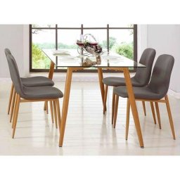 Table à manger en verre + 4 chaises scandinave loa - transparent