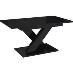 Table repas extensible Bronx - 140/180 x 80 x 75 cm - Noir brillant - Noir brillant.