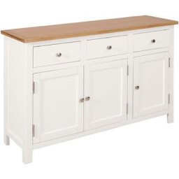 Buffet bahut armoire console meuble de rangement 110 cm bois de chêne massif - Beige