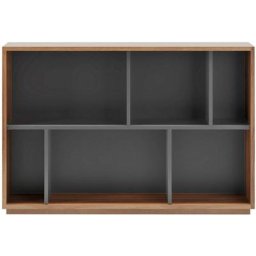 Meuble de rangement, collection NACK (547), bibliothèque étagère à 2 nivaux en mélamine.- noyer et