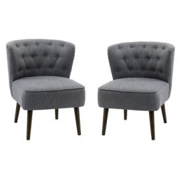 Fauteuil Crapaud, Chaise de Salon Rembourrée, Lot de 2, Gris