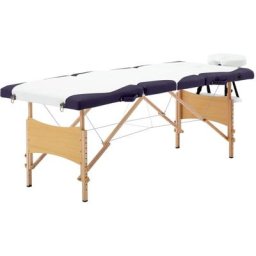 Table de massage pliable 4 zones - Table de relaxation Bois Blanc et violet BV256113 Bonnevie