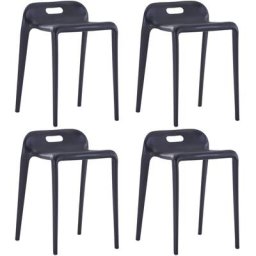 Tabourets empilables 4 pcs Noir Plastique Vidaxl Noir