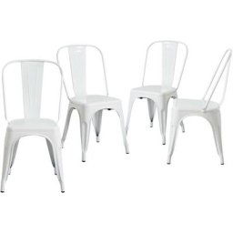 Thinia Home - Lot 4 Chaises Industrielles Fortes 45x51x84.5cm Blanc