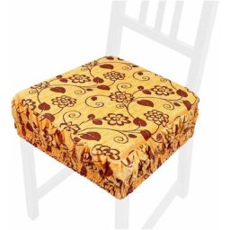 Coussin pour Chaise En Coton Amovible Lavable Bande Élastique Housse De Chaise Fleurì - Jaune