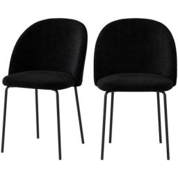 Chaise en tissu bouclé (lot de 2) - Karl - Noir