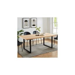 Table à manger 200x100x75,5 cm naturel et noir