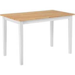 Table de Salle à Manger ou Cuisine 120 x 75 cm Pateau en Bois Clair et Pieds en Bois Blanc Style