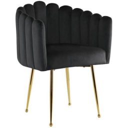 Chaise en velours noir pieds en métal doré hayden - noir