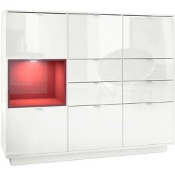Buffet haut Metro V2 Cabinet Commode Blanc haute brillance insert coloré - Insertion en Bordeaux