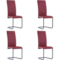 Chaises de salle à manger cantilever 4 pcs Rouge Similicuir Vidaxl Red