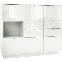 Buffet haut Metro V2 Cabinet Commode Blanc haute brillance insert coloré - Insertion en Aspect