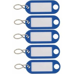 5x porte clé avec support étiquette bleu 55x20 clef universel