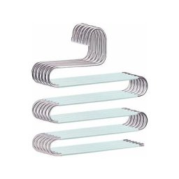 Lot de 6 cintres antidérapants en forme de S en acier inoxydable pour pantalons, jeans, écharpes