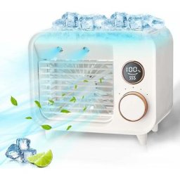 BSR - Mini climatiseur portable usb, ventilateur de bureau rechargeable avec veilleuse pour dormir,